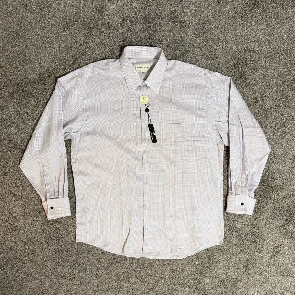 Pronto Uomo 80s 2-Ply Cotton Button Front Shirt Mens 17 34/35 XL Long Sleeve NWT